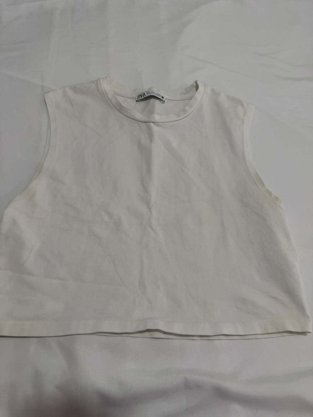 Zara White Basic Cropped Tank Top